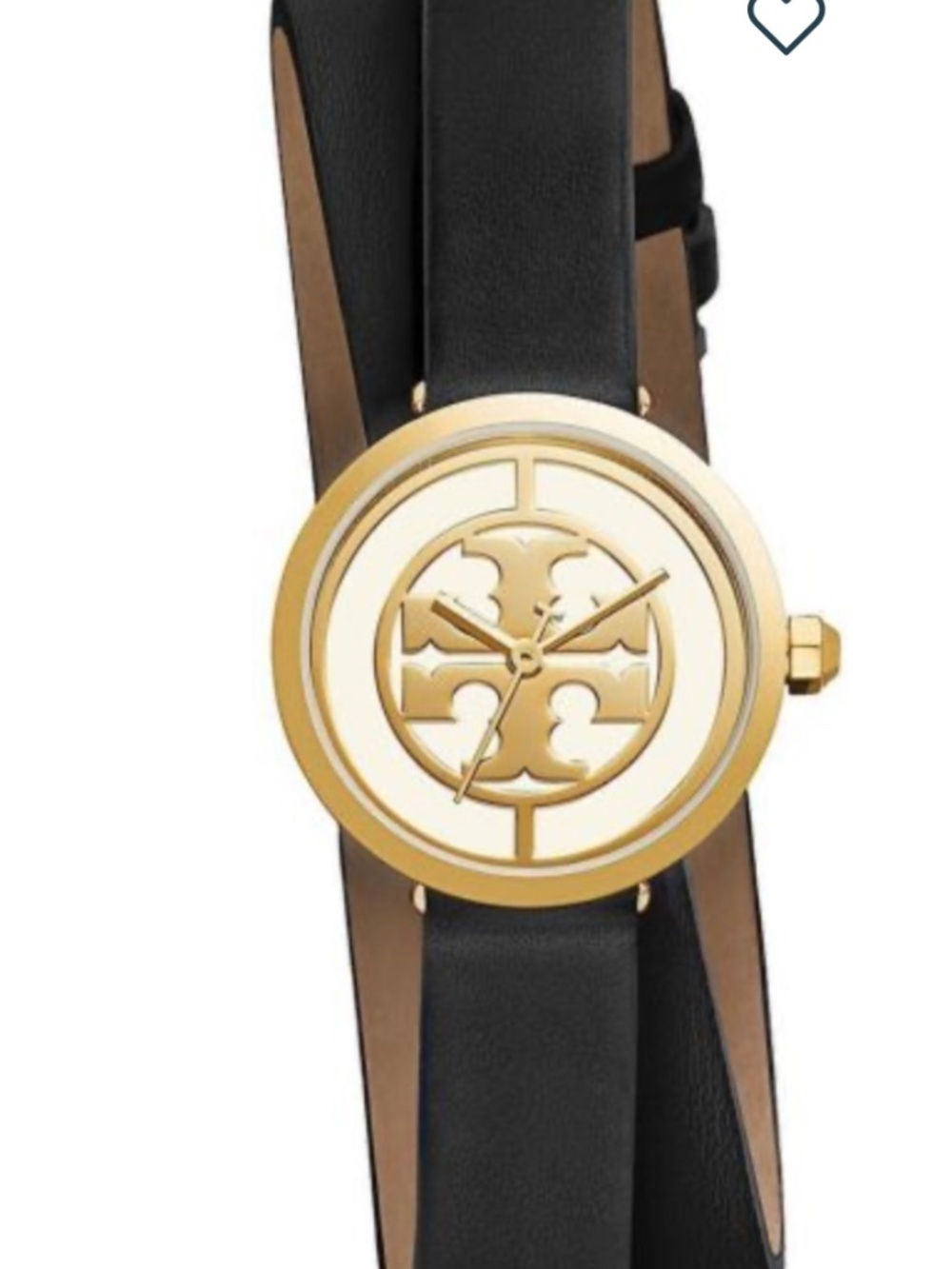 Tory Burch TBW4019 Reva Double Wrap Leather Strap Watch Black